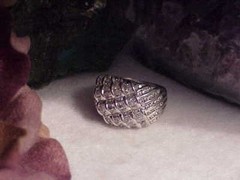 Sterling Silver 4.00ct CZ Cocktail Dome Ring Sz 7 Baguettes Rounds CZ 8.0Gr MEDA