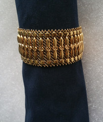 Italian Mesh Bracelet 18k Gold Charm Wide Vintage Yellow Woven Women’s Men’s Old