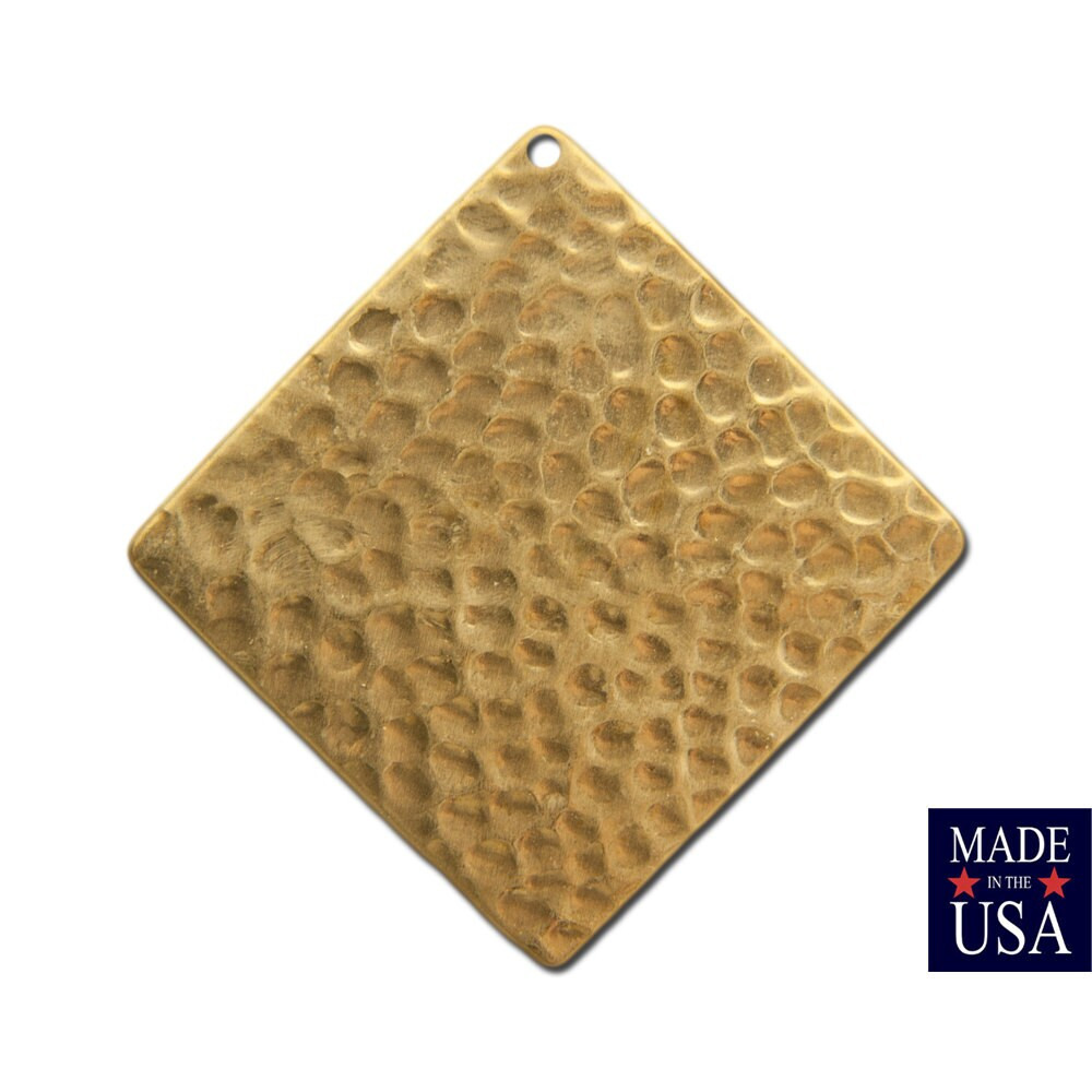 1 Hole Raw Brass Hammered Square Stampings 30mm (4) mtl297D