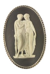 Vintage Wedgewood Goddess Cameo Sterling Silver Brooch In Original Box