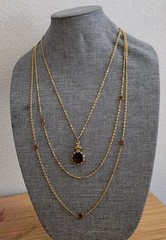 VTG 1950’S GOLDETTE NY GLASS INTAGLIO CAMEO 3 STRAND NECKLACE VICTORIAN