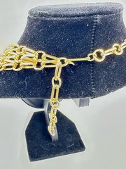 Vintage 1950s Gold Tone Chain Maille Statement Bib Necklace