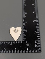 Vintage Artisan White Pink Blue Ceramic Heart Pierced Earrings Boho