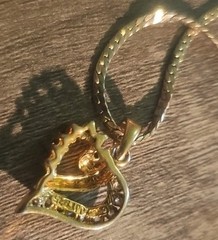 Heart Pendant 925 signed,prong-set stones