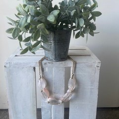 Necklace 90s vintage costume jewelry pink and gold necklace