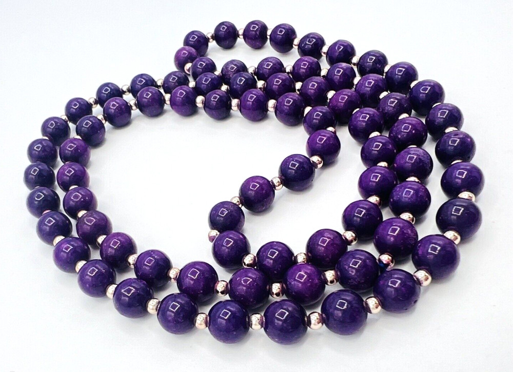 Vintage Beaded Purple Amethyst Necklace 30 in