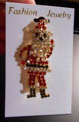 Rhinestone Christmas Brooch Pin SANTA CLAUS Holiday Dangle Beard Jewelry