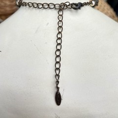 VTG VCLM Signed Boho Statement Medallion Necklace Peach Wood Bead Fringe Fringe