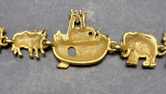 Vintage OAJC Noah’s Ark Bracelet & Brooch Set Gold Tone Animals Original America