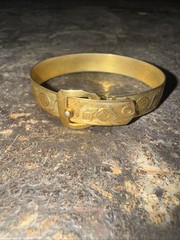 Antique Unmarked Baby Bangle Buckle Bracelet Adjustable Etched Design