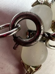 Vintage Necklace Frosted White Beads Chain Heavy Glass 56 in