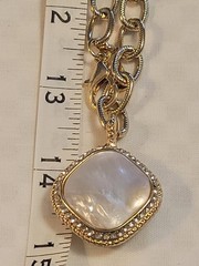 Vtg Goldette Lariat Gold-Tone Necklace w Mother-of-Pearl Pendant