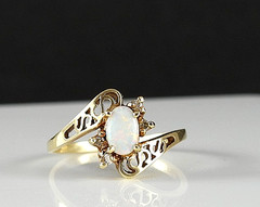 Vintage Solid 14K Yellow Gold Fire Opal Diamonds Jewelry Cocktail Cluster