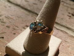 Vintage 9kt Yellow Gold Double Opal Doublette? Great Fire Stones Size 9.5