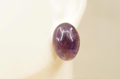 Vintage Estate Jewelry Oval Cabochon 17MM x 12MM Amethyst Clip Earrings