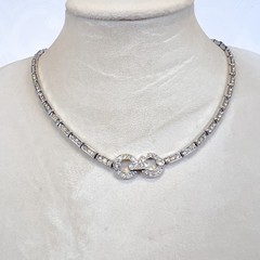 Vintage 1930S Trifari Channel Set Rhinestone Tennis Necklace Choker Glamour