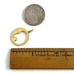 Vintage Charm Pendant Man In Crescent Moon Star Brass Metal Smaller Size