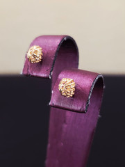 Vintage 14k Yellow Gold 6mm Filigree Flower Dome Stud Earrings – 0.6 g Starburst