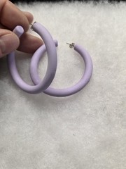 Vtg purple lucite huge open hoop pierced Earrings