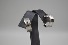 Vintage Silver Tone Clip On Hoop Earrings with Hearts .75″