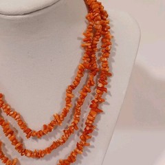 Vintage Long Chip Red Coral Necklace 25″ Long No Clasp