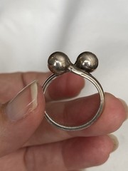 Vintage Mexico 925 Sterling Silver Double Bubble Ball Orb Modernist Ring