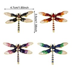Honbay 4PCS Chic Dragonfly Brooch Pins Enamel Alloy Cute Animal Dragonfly Bro…