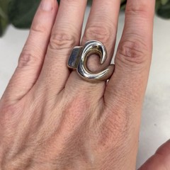 Vintage Taxco Sterling Silver Wave Ring Mexico Modernist Abstract Heavy 22 Grams