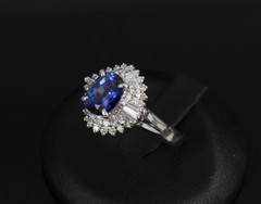 Fine 2.37ct GIA Madagascar Sapphire & 0.54ct Diamond Platinum Ring Size 6.75