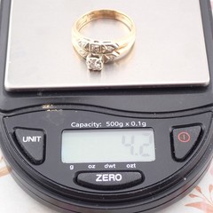 VTG 14k YG .25 Ct Diamond Center Wedding Engagement Size 5.75 Fused Ring Set