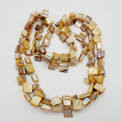 Warm Brown Beige Tone MOP Abalone Tri Tip Nugget NO CLASP Vintage Necklace 36 in