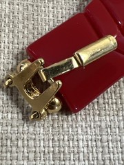 Vintage Red Acrylic Lucite Plastic Choker Collar Red Chevron Gold Necklace Fold