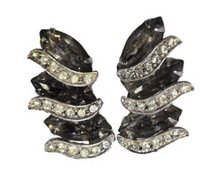 Vintage Weiss Smoky Crystal Rhinstone “Black Diamond” Bracelet & Earrings Set