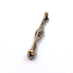 Art Deco 14k Gold Natural Diamond Filigree Bar Brooch Pin Two Tone