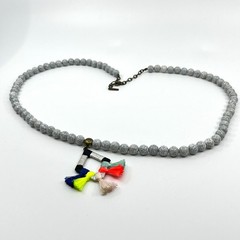 Vintage SUGARFIX by BaubleBar Modern Boho Marble Bead Tassel Pendant Necklace