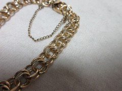 JB 12K GOLD FILLED DOUBLE LINK BRACELET WITH SAFETY CHAIN #23