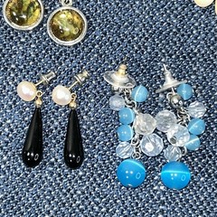 11 pair lot dangle pierced earrings glass acrylic metal stone pretty sparkle