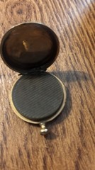 Vintage very old Round Photo Locket Pendant Gold Tone Hinged with two old photos