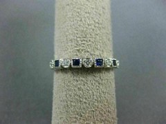 .34CT DIAMOND & AAA SAPPHIRE 14K WHITE GOLD FILIGREE MILGRAIN ANNIVERSARY RING