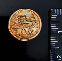 VTG 80s Statement Carol Lee Romanesque Coin clip on earrings Brushed Gold