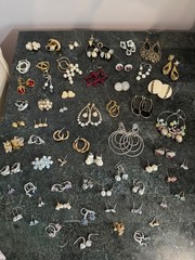 Lot of 70+ Pairs Vintage To Modern Earrings Pierced Clip-On Stud Loop