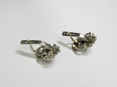 Vintage USSR 875 silver earrings, star, nephritis 3,73 gr.