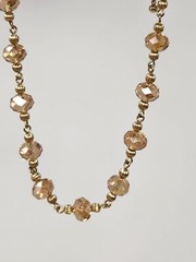 Signed 2028 NWT Faceted Crystal Beaded Necklace Champagne Gold Tone 16″-19″ Inch