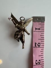 Beautiful Vintage Sterling Silver Guardian Angel Pendant Cubic Zirconia 20 Grams