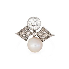 Antique Edwardian Ring 0.80ct Diamond Pearl Sz 6 Moi et Toi Platinum Jewelry