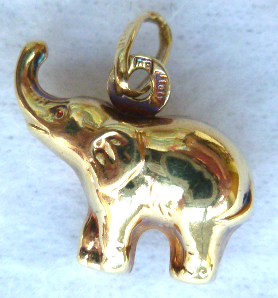 Vintage 14K Gold Elephant Charm 1.5 Grams Italy