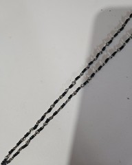Vintage Black Beaded Chain Necklace With Silver Tone Daisy Flower Charm