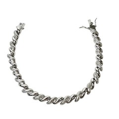 PAJ BB China Bracelet Silver Tone Illusion Diamonds Textured Metal Shiny Smooth