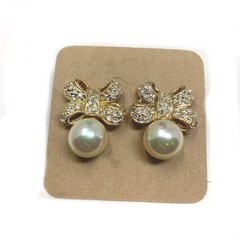 Vintage 1980’s Clear Crystal & Faux Pearl Pierced Petite Earrings Couture Mogul
