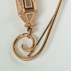 Vintage Rose Gold Tone Brooch Swinging Lantern Trombone Clasp Art Moderne 1940s
